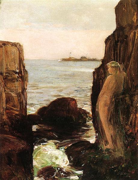 Childe Hassam Nymph on a Rocky Ledge